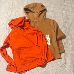 Cat and Jack Tan and all in Motion Orange Hoodies Set